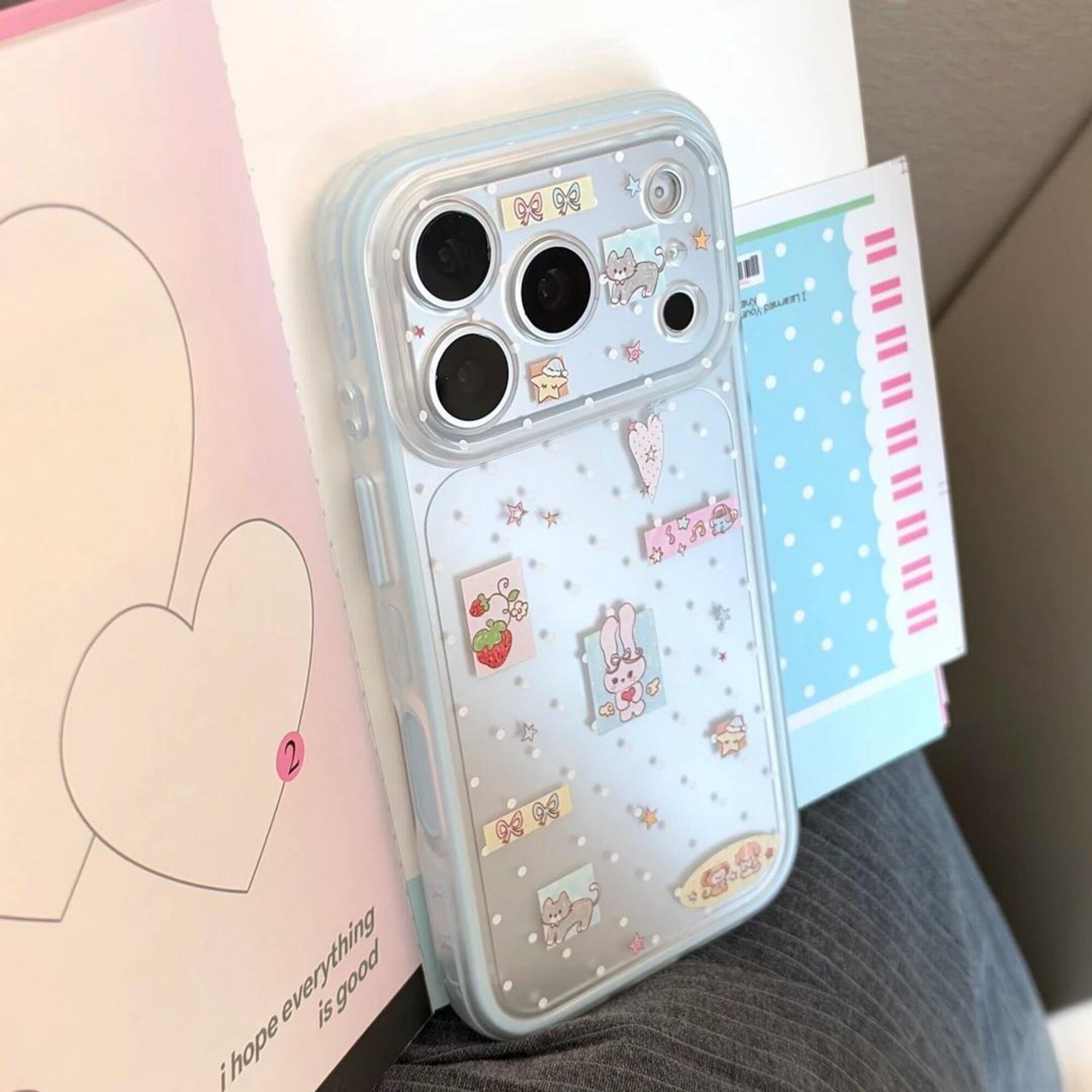 呆萌ins可爱贴纸风小兔子适用18pro苹果17promax手机壳iphone16pro新款15pro女款17pro甜美小众全包边框软
