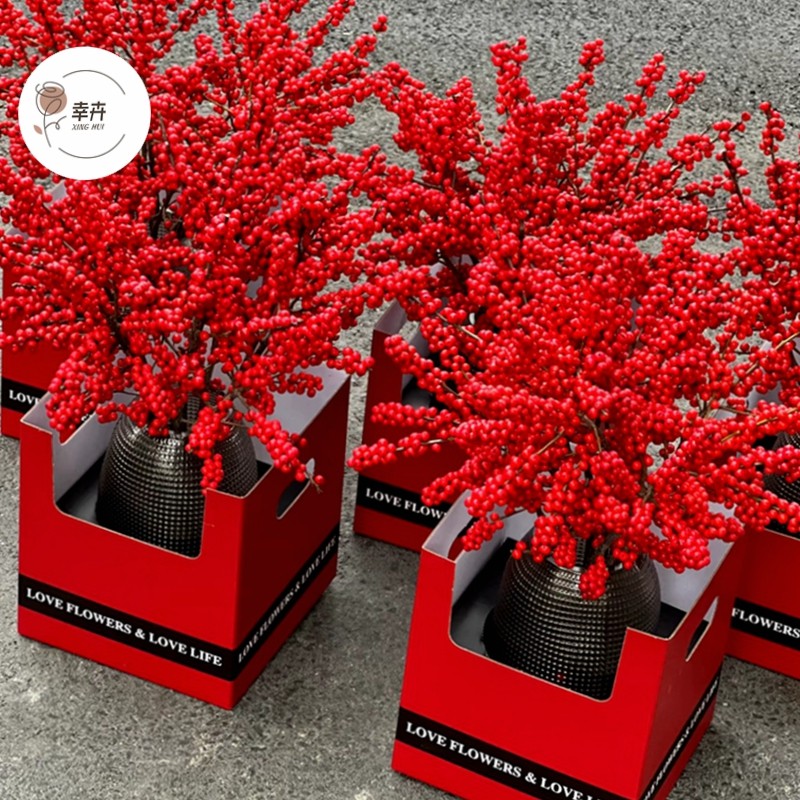 年宵花红果冬青蝴蝶兰手提花盒新年鲜花插花包装纸盒年宵盆栽礼盒,鲜花速递/花卉仿真/绿植园艺,花艺包装盒,淘宝优惠券,粉丝福利购,淘宝优惠卷