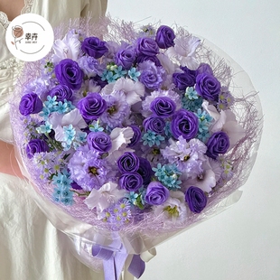 草编网梦幻紫乱麻麻丝纸不规则镂空花束包装纸花店花艺包装资材