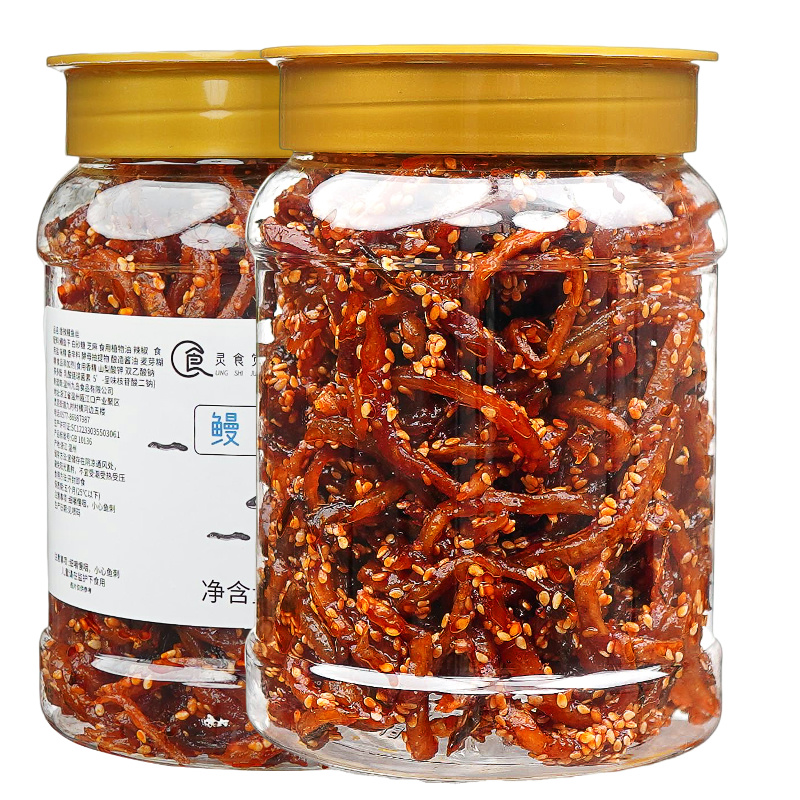 香辣鳗鱼丝甜辣蜜汁辣味零食海味罐装即食小吃小鱼干