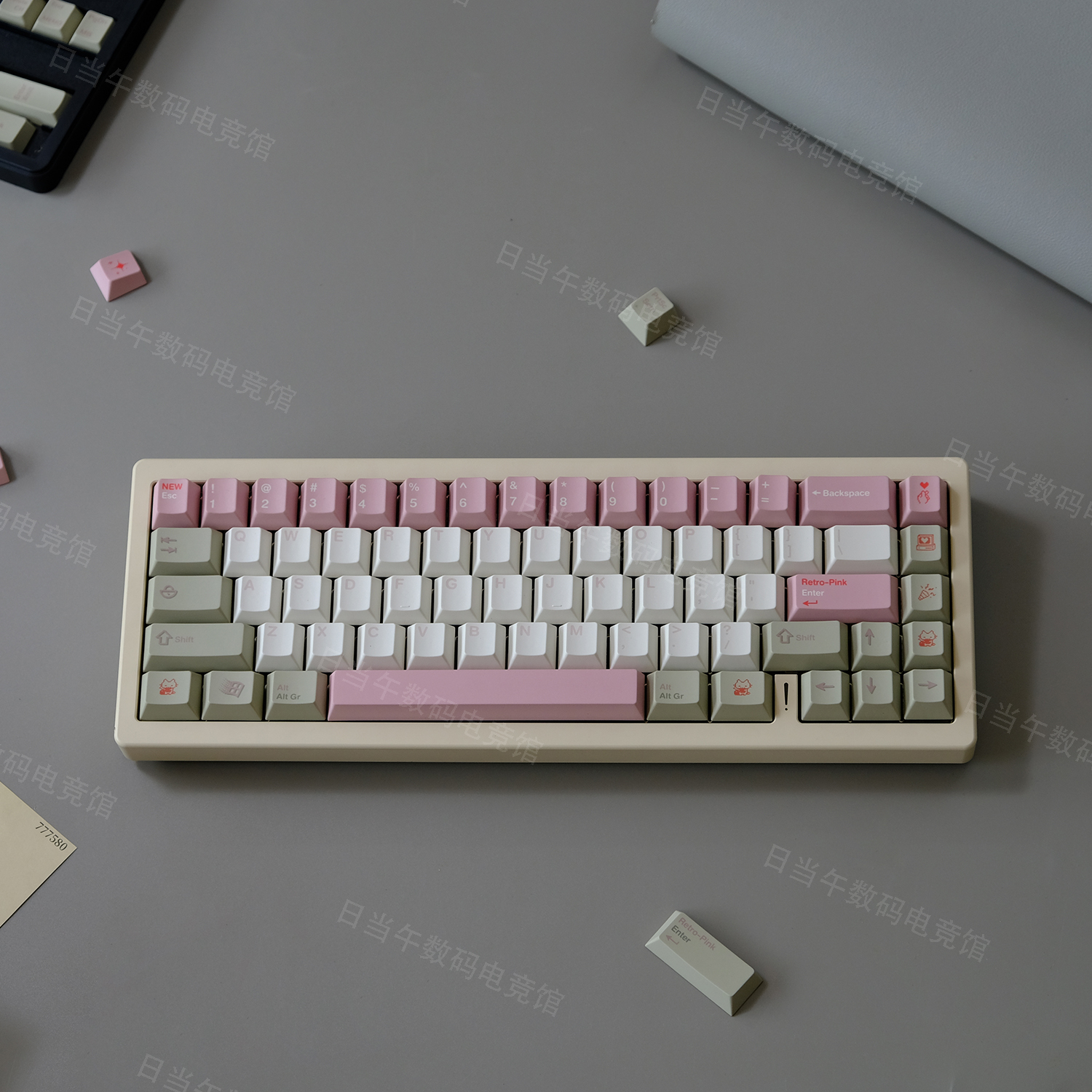 原厂键帽五面热升华复古粉主题