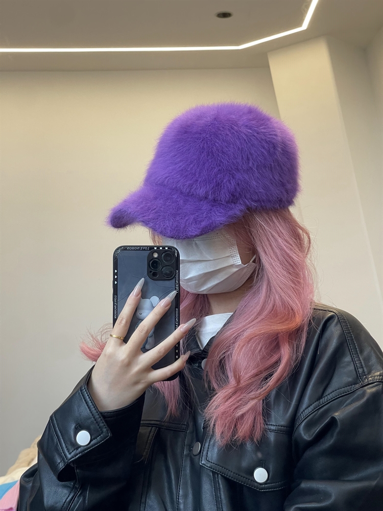 逛街棒球帽女兔毛毛绒韩版秋冬季