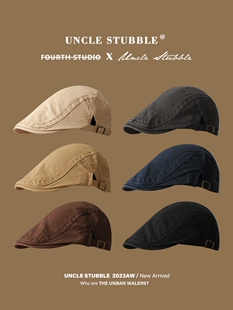 四季款纯棉前进帽纯色复古英伦风报童帽女士简约百搭文艺贝雷帽男