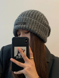 宽松大头围针织毛线帽子女秋冬天保暖堆堆帽ins显脸小百搭冷帽潮