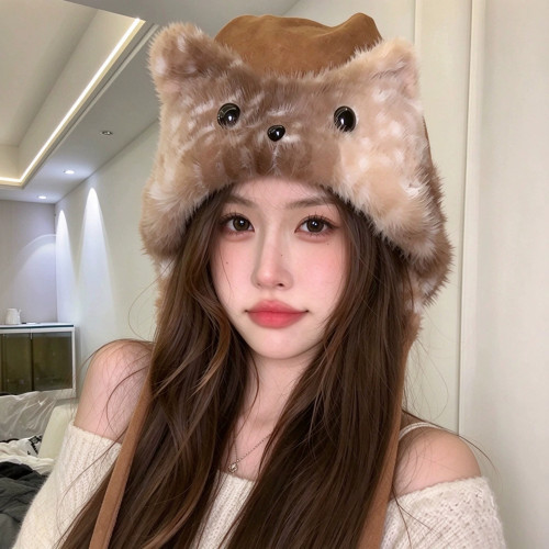 冬季女款猫耳毛绒保暖护耳雷锋帽