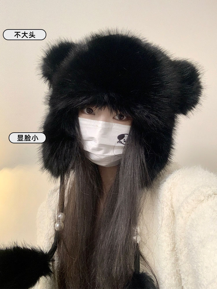 逛街雷锋帽女毛茸茸防寒保暖冬季