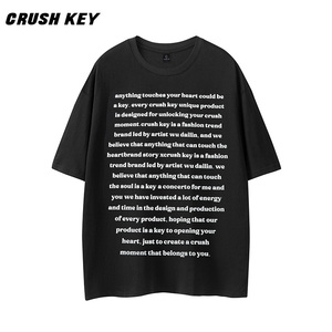 CRUSH KEY 美式街头满印字母印花宽松休闲透气短袖T恤 男女同款