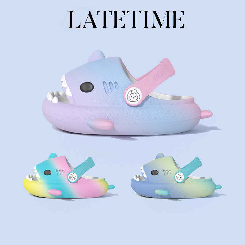 new sandals slippers slides summer shoes彩虹绑带儿童洞洞鞋