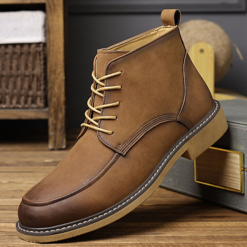 fashion men shoes man footwear大码46高帮皮靴短靴欧美风男士