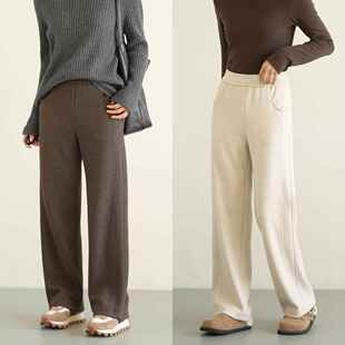 人字纹直筒裤 女装 含羊毛 秋冬款 女士毛呢长腿裤 500g厚款