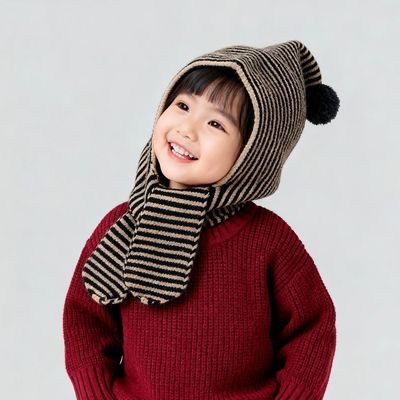 儿童帽子围脖一体冬季新款宝宝防风帽子骑车防吹连体帽保暖护耳帽