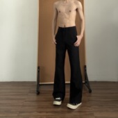 裤 黑色微喇西裤 直筒西装 cleanfit喇叭垂感高级感修身 子秋冬 男美式