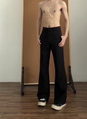 黑色微喇西裤男美式cleanfit喇叭垂感高级感修身直筒西装裤子秋冬