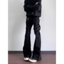 设计感裤 qtstudio黑色绑带微喇牛仔裤 显瘦修身 高街vibe 子 男美式