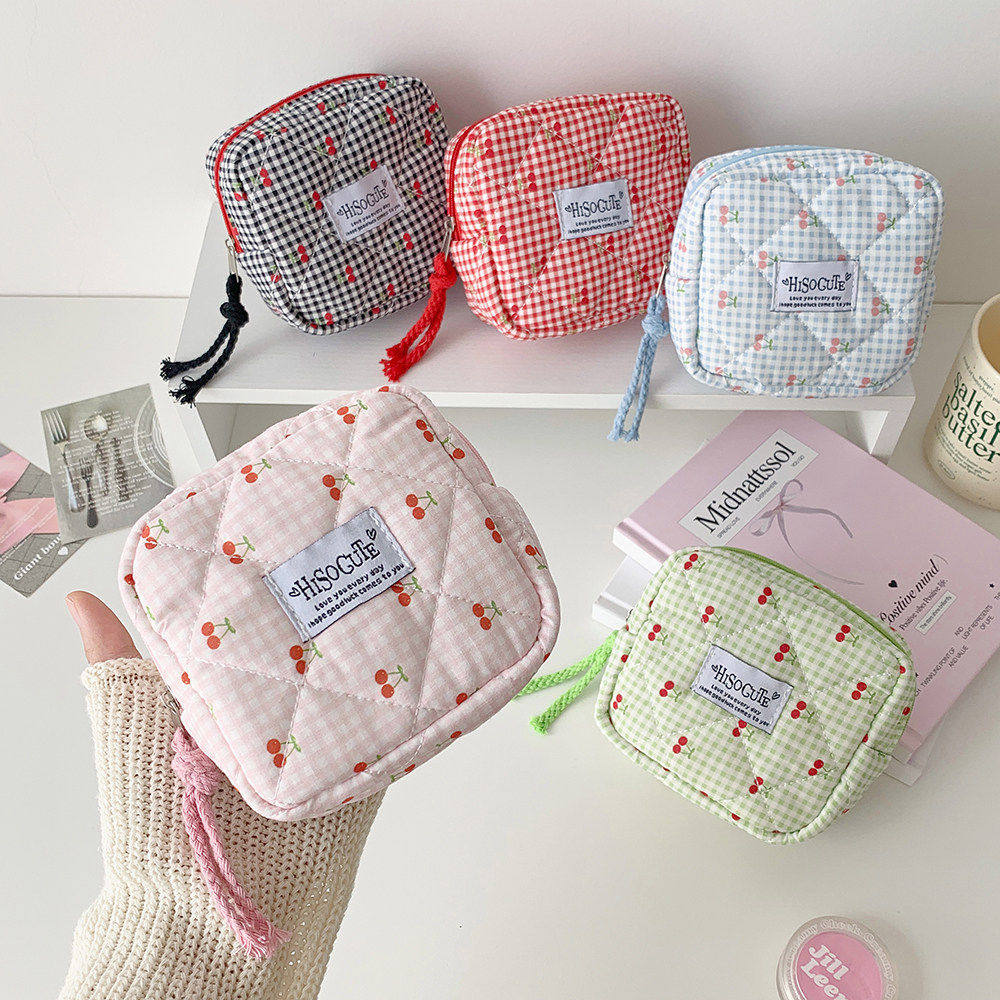 Hisocute卡通学生方形卫生巾收纳包可爱樱桃姨妈巾包少女月事包