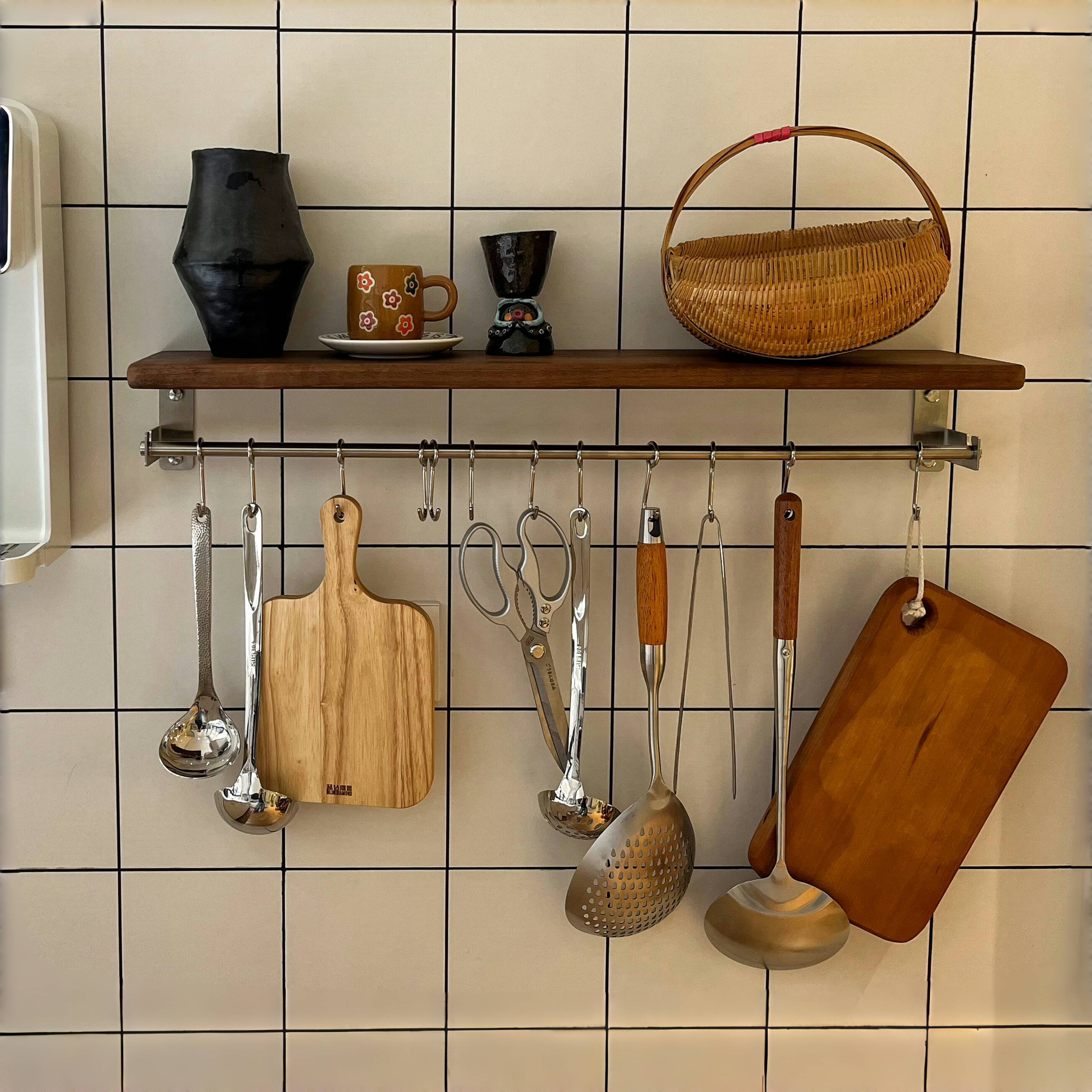 厨房置物架勺子铲子厨具挂钩置物架不锈钢壁挂收纳锅刀挂架免打孔