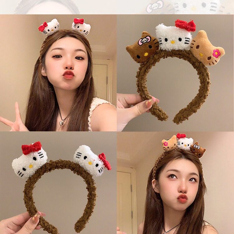 可爱HelloKitty凯蒂猫毛绒发箍女秋冬敷面膜洗脸专用化妆毛毛头