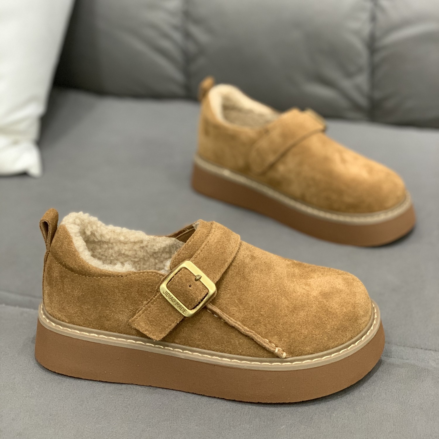 时尚厚底加绒保暖一脚蹬勃肯鞋