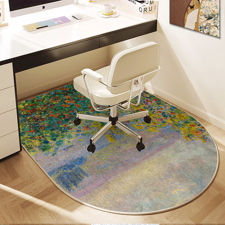 莫奈电脑椅地垫卧室书房书桌学习椅地毯电脑转椅防滑椅垫个性定制