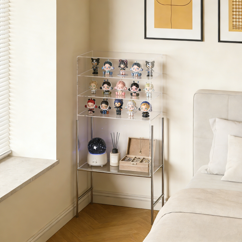 亚克力置物架书架陈列架落地展示柜不锈钢多层简约手办收纳柜定制