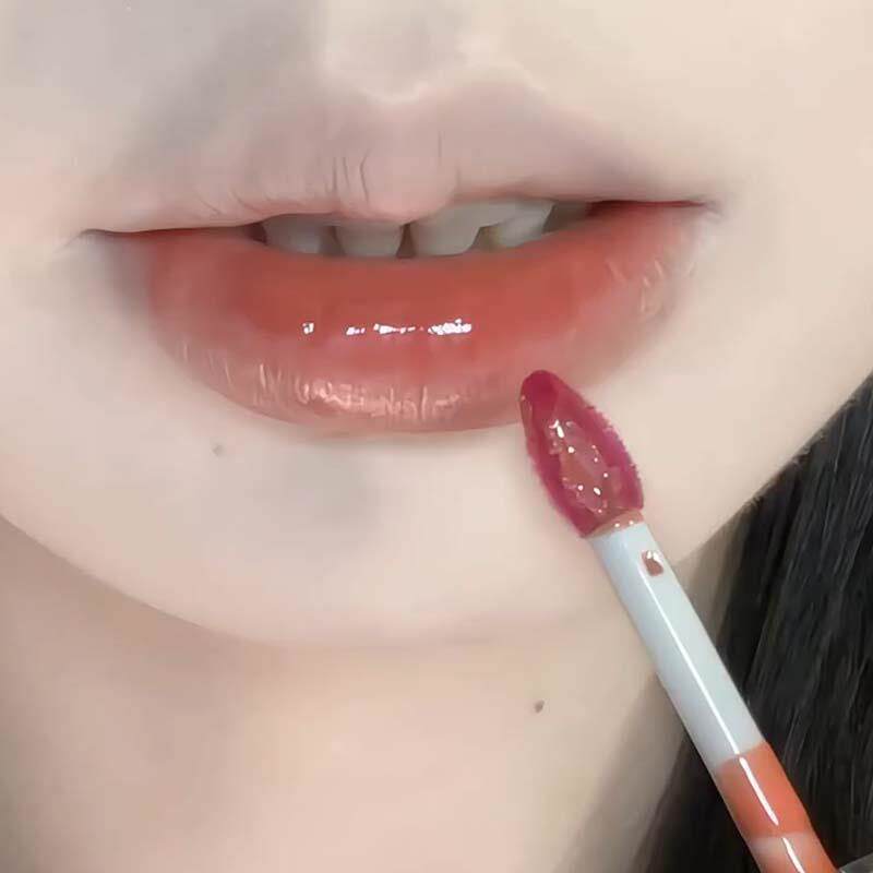 低饱和裸杏？波浪唇釉口红唇蜜唇膏镜面水光豆蔻不易粘杯显白唇油