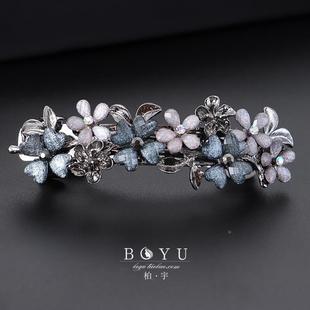 古典优雅大号弹簧夹横夹四叶草高档发卡贵夫人新款发夹后脑勺顶夹