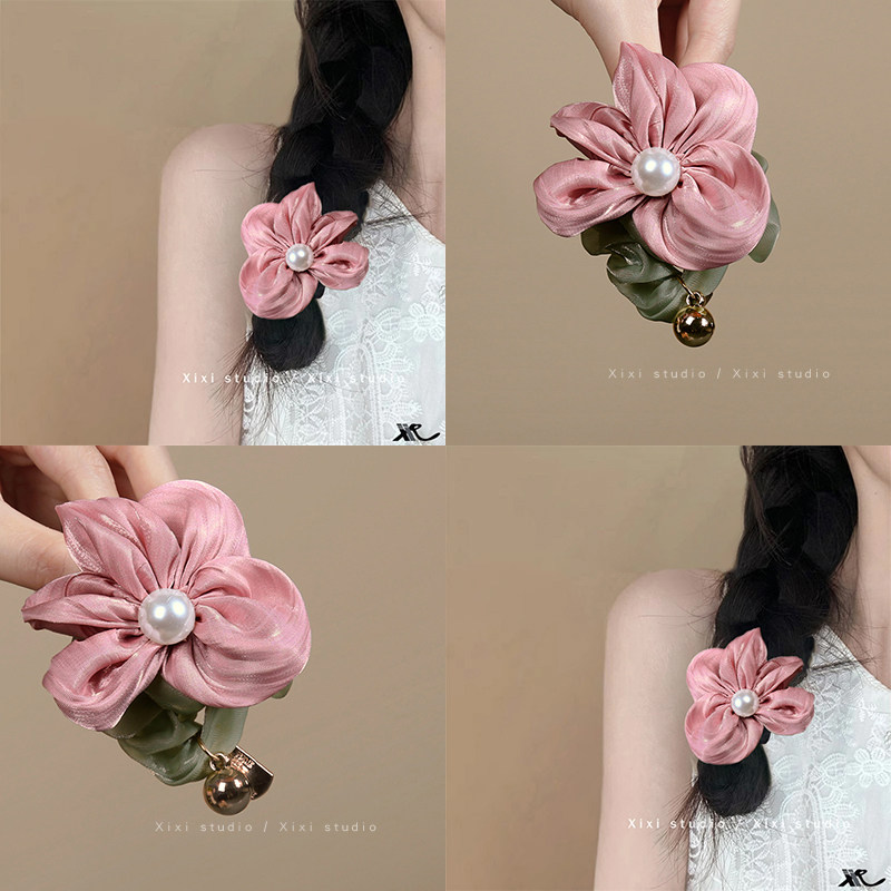 指尖环绕！花朵珍珠头绳！发绳发卡高端大肠发圈仙气皮筋扎头女夏