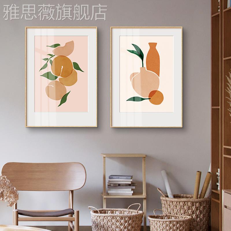 网红鱼北欧关风卧装饰客鳟厅室沙画发背景墙挂画餐厅玄静物壁画图片