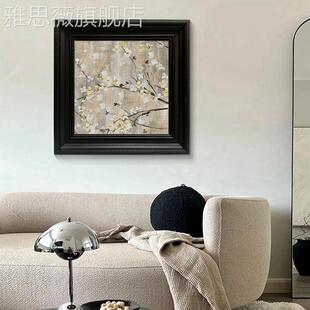 网红纯手油画宋代美式 饰品侘关寂风卧室覆 学古花鸟新中客绘厅玄装