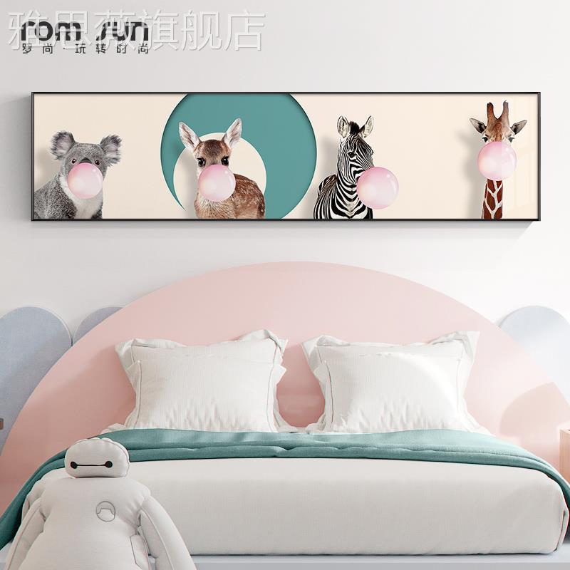 网红欧卧北床头装饰画狗温馨儿童房壁画现代轻挂奢客厅沙画室发背图片