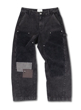 SOD Co. 灯芯绒伐木裤 黑色 复古补丁解构拼接工装长裤