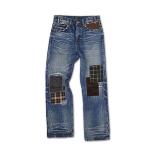 Co. 乱针破坏做旧长裤 补丁牛仔裤 蓝色 TBR联名款 SOD