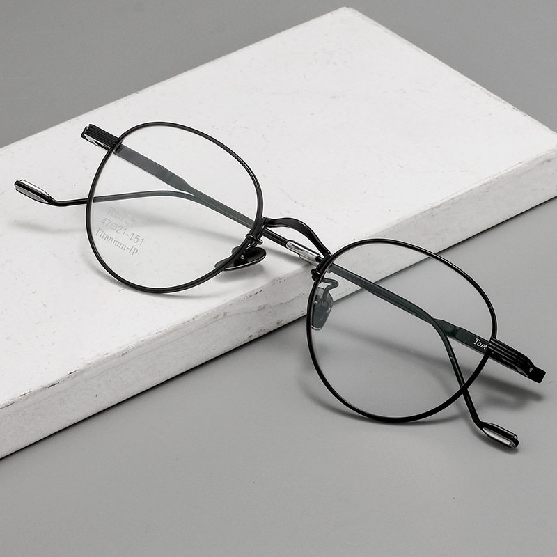 超轻纯钛复古小圆框近视眼镜框男款可配度数日系圆形眼睛镜架女士
