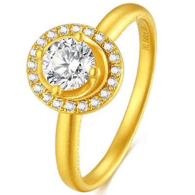 TSING轻珠宝【星月】5G黄金戒指情侣999足金求婚钻戒50分实心