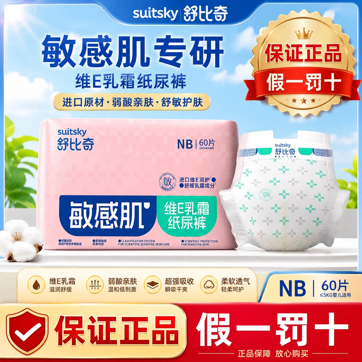 舒比奇维E鲜润纸尿裤/拉拉裤S/M/L/XL/XXL码婴儿超薄透气尿不湿