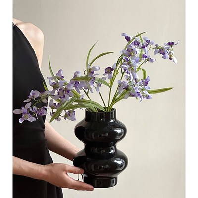 速发厅级花生仿小翠兰紫色花假花花艺摆件插花客高电视柜摆设花朵