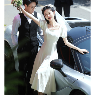速发礼色小晚白服高级感主持人订婚连衣裙法方领证登记平时可穿式
