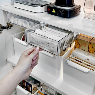 速发桌桌抽屉力收纳盒储物盒亚克式横宽型橱柜置物架下底隐藏收纳