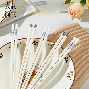 速发合金筷子家用2205新款白色高颜值耐人温餐具轻奢个高防霉快子