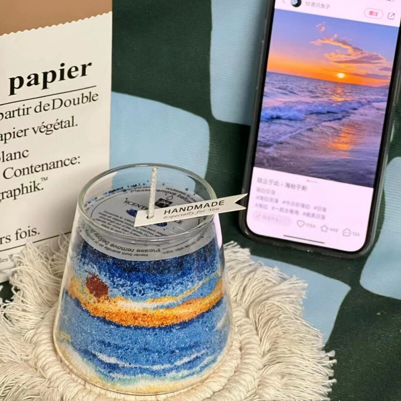 自制艺术沙画香薰蜡烛diy材料包手工室内持久卧室高级氛围感香氛