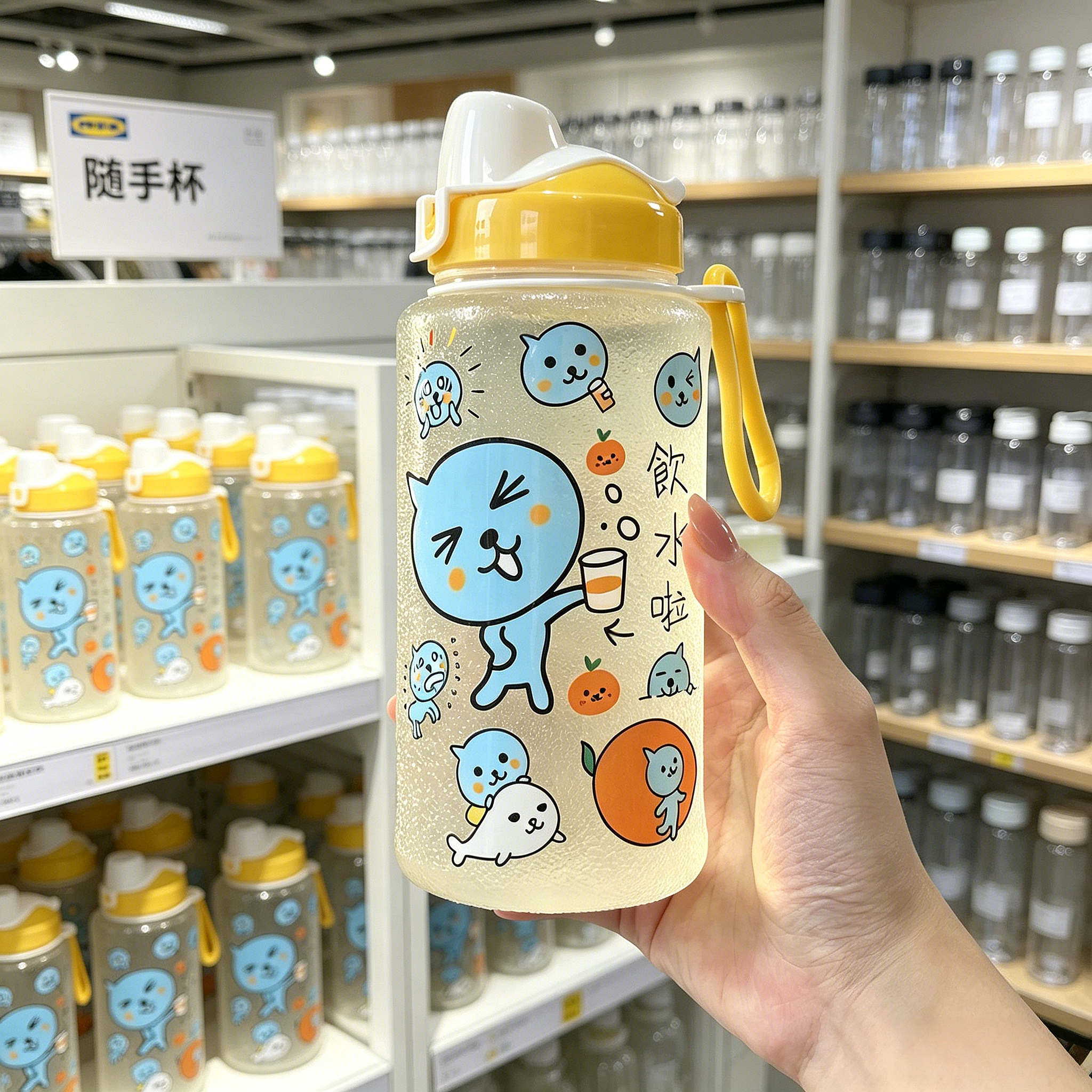 酷儿水杯食品级高温塑料冷萃杯女生夏天高颜值冷泡随手杯便携防漏 - 实物图
