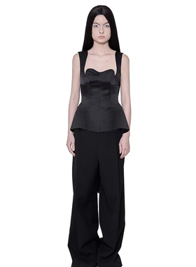 Aeaea 黑色白色原创复古异形抹胸上衣（防走光）