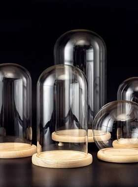 简约花铃兰花光玻璃罩玫瑰花颜茶积木手办盲盒人偶防尘罩微景