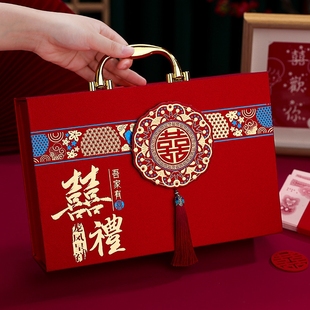 彩礼钱盒子订婚礼金盒聘礼现金高档彩礼盒礼金箱提亲10万聘金结婚