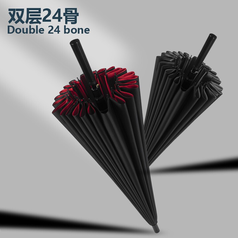 超大防风大号双人商务黑色长柄伞直杆老式长柄雨伞加大加固抗风雨