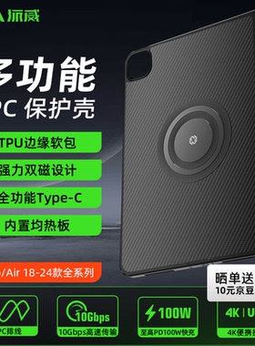 派威适用苹果2024款iPad Pro平板保护壳套尾插全包防弯磁吸镂空磁吸散热器11寸13英寸纤维壳软壳22/21/20/18