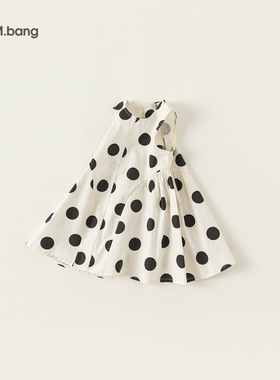 童装儿童背心裙洋气2024夏季新品女童黑色波点连衣裙XQ24052