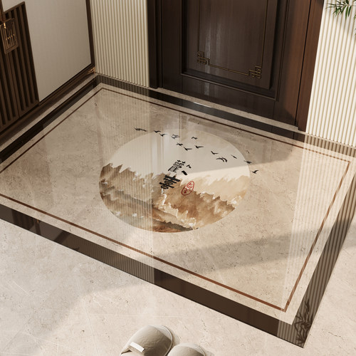 新中式软玻璃入户门地垫透明玄关大门口可定制裁剪防滑脚垫子地毯