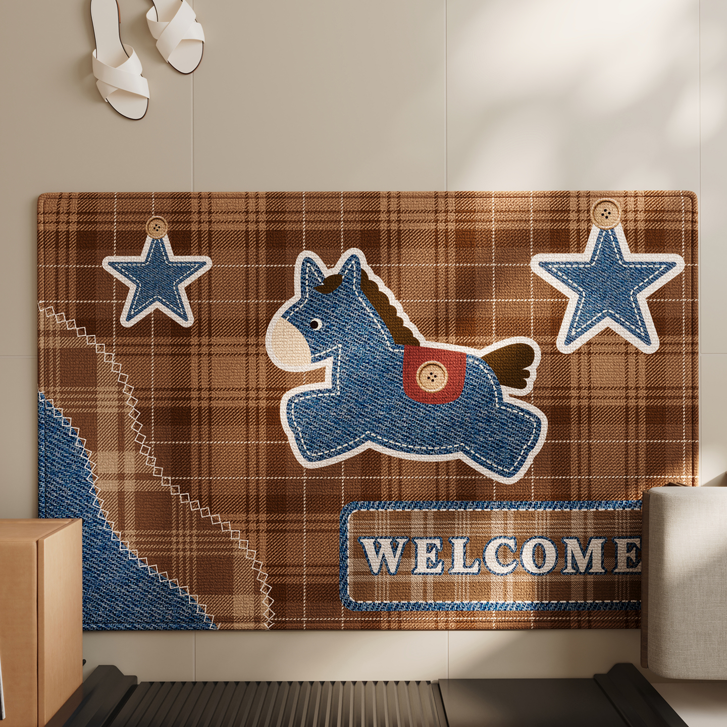 卡通小马防滑地垫入户门垫