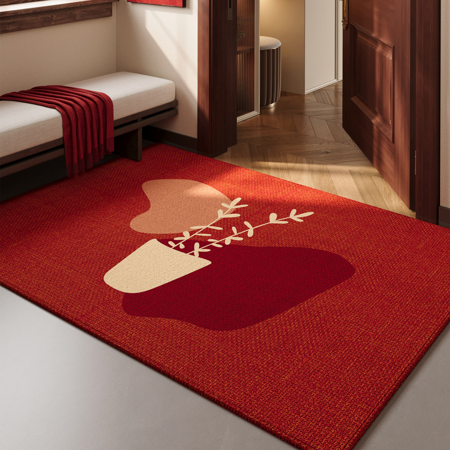 入户门地垫玄关大门口2026新款红色喜庆进门脚垫防滑除尘耐脏地毯,居家布艺,入户地垫,淘宝优惠券,粉丝福利购,淘宝优惠卷